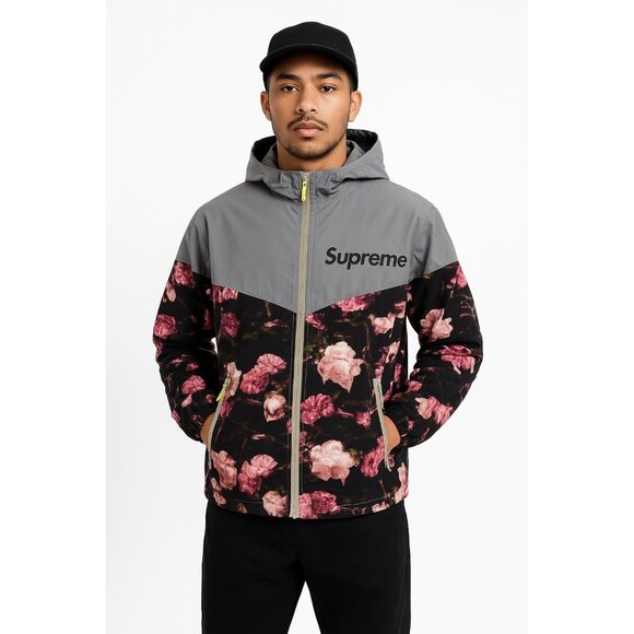 Supreme Floral Anorak Windbreaker Jacket L — 100% Cotton — Roses Print — Rare - Picture 1 of 13